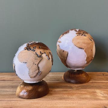 Houten Wereldbol wit -  15 cm, Ophalen of Verzenden, Nieuw