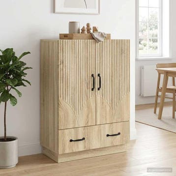 vidaXL Dressoir met lade Sonoma Eiken 66 x 34,5 x 92 cm, Verzenden, Nieuw, Overige houtsoorten, Minder dan 50 cm