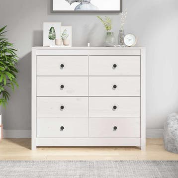 vidaXL Dressoir 100x40x90 cm massief grenenhout wit, 100 tot 150 cm, Verzenden, Nieuw, Grenenhout