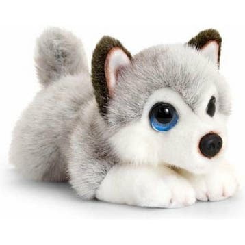 Husky knuffel - grijs wit - pluche - 25 cm, Verzenden, Nieuw