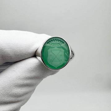 Zonder minimumprijs - Ring Zilver Quartz - Gegraveerde, Nieuw