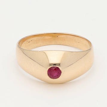Ring - 14 karaat Geel goud Robijn, Nieuw