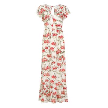 Patrizia Pepe • maxi jurk met bloemen • 40 (IT46), Kleding | Dames, Jurken, Maat 38/40 (M), Verzenden, Wit, Nieuw