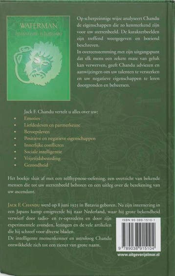 Uw sterrenbeeld waterman 9789038915104 J.F. Chandu, Boeken, Verzenden, Zo goed als nieuw, J.F. Chandu