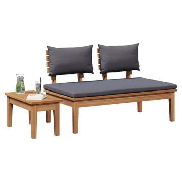 vidaXL Tuinbank en Tafel Set 2 pcs Grijs en Bruin Massief, Verzenden, Nieuw, 2 zitplaatsen