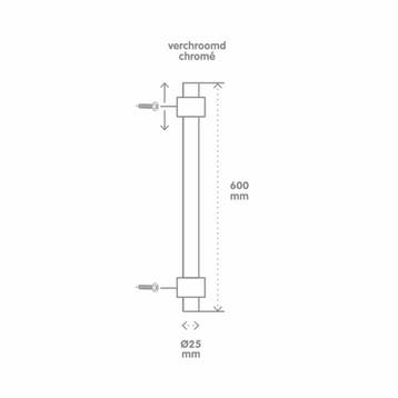 Glijstang VM Adi 60cm Exclusief Garnituur Chroom, Ophalen of Verzenden, Nieuw