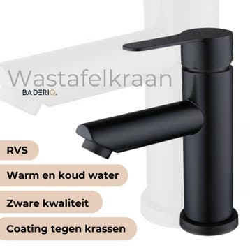 Nieuw WASTAFELKRAAN ZWART (STERKE KRAAN) ANTIKRAS COATING, Ophalen of Verzenden, Nieuw, Kraan