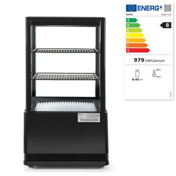 Arktic Koelvitrine | 58L | Zwart | +2°C/+6°C | 3 Niveaus | 4, Ophalen of Verzenden, Nieuw