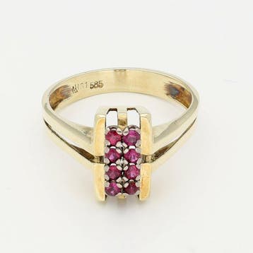 Ring - 14 karaat Geel goud - Robijn, Nieuw