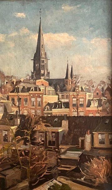 Dirk Johannes van Haaren (1878-1953) - Rooftops in Amsterdam
