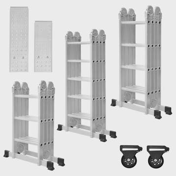 6-in-1 Aluminium Multifunctionele Ladder met Platform - Vers, Doe-het-zelf en Verbouw, Ladders en Trappen, Verzenden, Nieuw