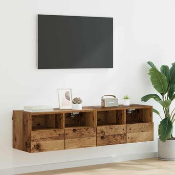 vidaXL TV Wandkasten 2 pcs Oud Hout 60 x 30 x 30 cm Bewerkt, Huis en Inrichting, Kasten | Televisiemeubels, Verzenden, Nieuw, 50 tot 100 cm