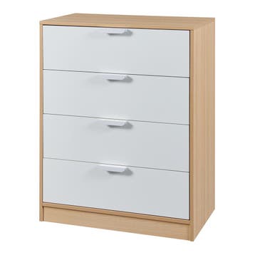 Commode Varkaus ladekast mdf met 4 lades 90x70x40 cm eikenkl, Verzenden, Nieuw