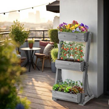 Plantenbak Flora, gelakt hout, met plantenfolie, Verzenden, Nieuw