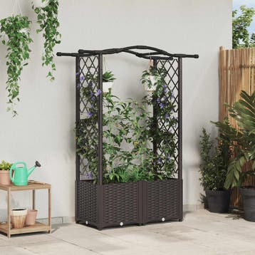 vidaXL Verhoogd Bed met Trellis en Dak Bruin 125 x 40 x 138, Verzenden, Nieuw, Minder dan 60 cm, 60 cm of meer