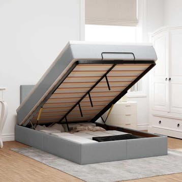 vidaXL Bed met matras 120x200 cm stof lichtgrijs, Verzenden, Nieuw, Twijfelaar, 120 cm
