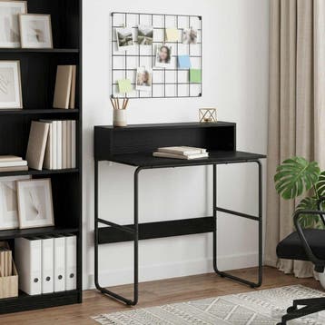 vidaXL Bureau met opbergruimte Zwart eiken 80 x 50 x 91 cm, Huis en Inrichting, Bureaus, Verzenden, Nieuw