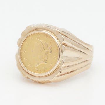 Ring - 14 karaat Geel goud - Liberty head $1 munt, Nieuw