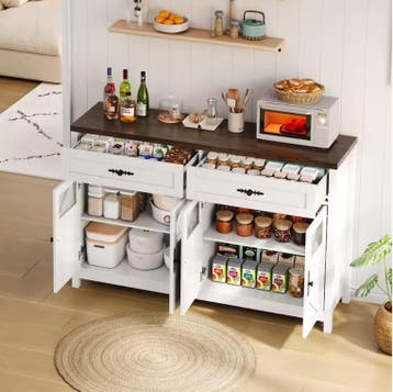 Witte buffetkast met glasdeuren, laden en opbergruimte, Verzenden, Nieuw