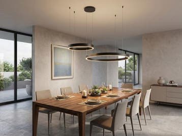 Veiling - Hanglamp Zwart 80&40cm Duo Ring 60W LED CCT 3 Kleu, Nieuw