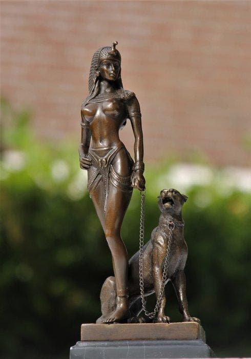 Beeld, cleopatra - 26 cm - Brons, Antiek en Kunst, Kunst | Designobjecten
