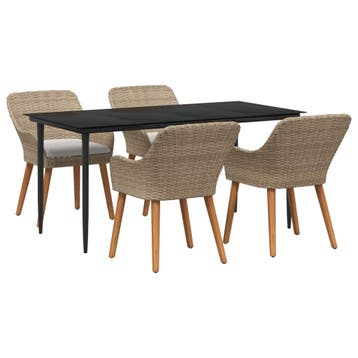vidaXL Tuin eettafelset 5 st Beige poly rattan, Verzenden, Nieuw, Rotan, 5 zitplaatsen