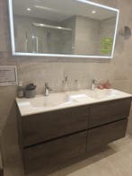 Badmeubel 140cm detremmerie met wastafel mat wit - 0069, Huis en Inrichting, Ophalen, Nieuw, Wastafelkast