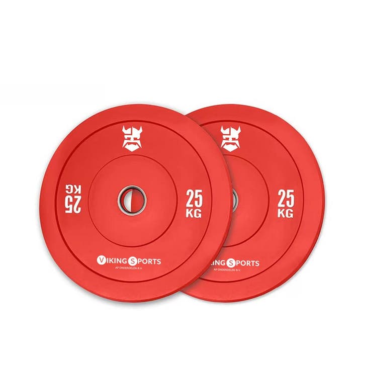 Bumper plate 25kg Rood | Olympisch | Nieuw | Scherpe Prijs, Sport en Fitness, Fitnessmaterialen, Rug, Nieuw, Halterschijven, Ophalen of Verzenden