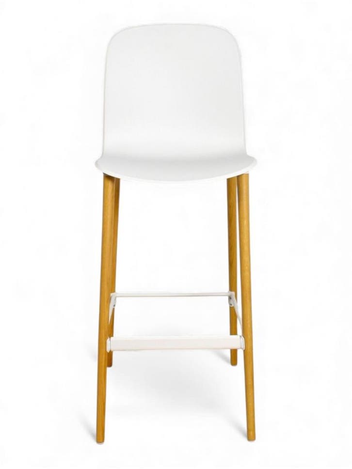 Steelcase Cavatina barkruk, 4-poot, eiken-wit, Huis en Inrichting, Stoelen, Wit, Gebruikt, Ophalen of Verzenden