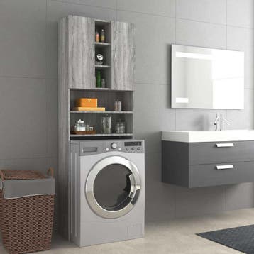 vidaXL Wasmachinekast 64x25,5x190 cm grijs sonoma, Verzenden, Nieuw
