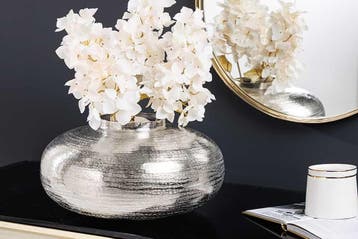 Moderne decoratieve vaas ABSTRACT ORIENT 35cm zilver rond, Huis en Inrichting, Woonaccessoires | Vazen, Ophalen of Verzenden, Nieuw