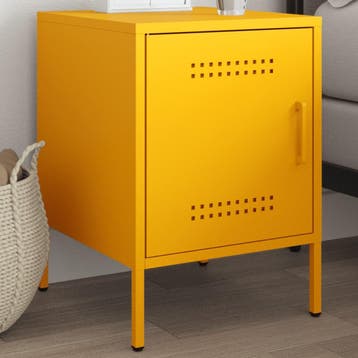 vidaXL Nachtkastje 36x39x50,5 cm staal mosterdgeel, Minder dan 45 cm, Nieuw, Minder dan 55 cm, Verzenden