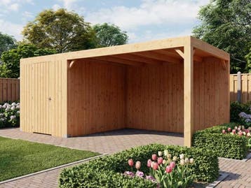 Veiling - Terrasoverkapping met berging 414x750x244 cm, Nieuw