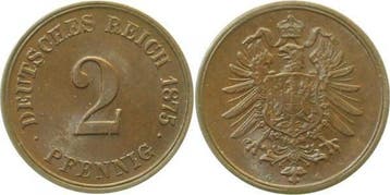 Duitsland 2 Pfennig 1875 G J 002 Kaiserreich, Verzenden