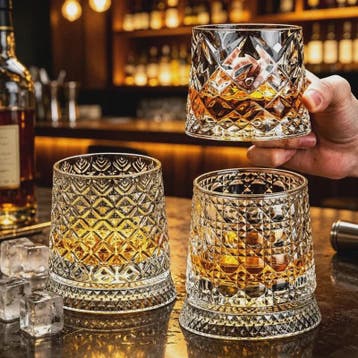 Draaibaar Kristallen Whiskey Glas - 280ml Premium Tumbler vo, Antiek en Kunst, Verzenden