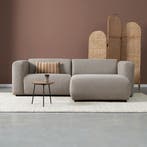 *WOONWINKEL* Kleine Bank Met Chaise Longue Rechts Taupe, Verzenden, Nieuw