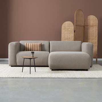 *WOONWINKEL* Kleine Bank Met Chaise Longue Rechts Taupe, Verzenden, Nieuw