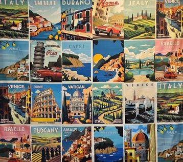 ITALIA Decoratief paneel Italia Postcard -123x140cm-