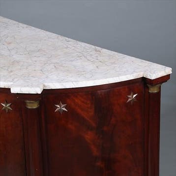 Franse Empire demi lune buffet in mahonie met bloemmahonie c, Ophalen of Verzenden