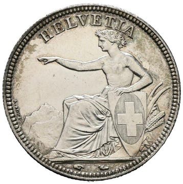 Zwitserland, Bern Sitzende Helvetia. 5 Francs 1851 sitzende
