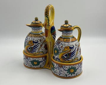 Deruta - Olie-en-azijnstelletje - Deruta-antiek, Antiek en Kunst