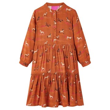 vidaXL Kinderjurk 128 cognackleurig, Verzenden, Nieuw