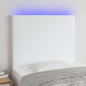 vidaXL Hoofdbord LED 100x5x118/128 cm kunstleer wit, Verzenden, Nieuw, Wit, Overige materialen