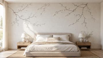 Bloesem behang – fijne witte bloemen op licht linnen, Huis en Inrichting, Bloemen, Overige merken, Wit, Ophalen of Verzenden