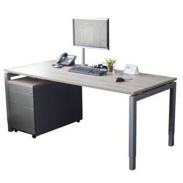 (MDK-102274) Kwadrant bureau 180 x 80 cm hoogte instelbaar, Ophalen of Verzenden, In hoogte verstelbaar, Gebruikt