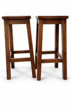 Stijlvolle hoge barkrukken van donker grenenhout - NIEUW!, 5 krukken of meer, Met voetsteun, 60 tot 90 cm, Nieuw