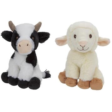 Koe en schaap knuffel - pluche - 23 cm - boerderijdieren, Verzenden, Nieuw