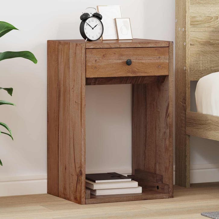 vidaXL Nachtkastje met lade Bruin 63 x 30 x 79 cm Massief, Huis en Inrichting, Slaapkamer | Nachtkastjes, Nieuw, Minder dan 45 cm