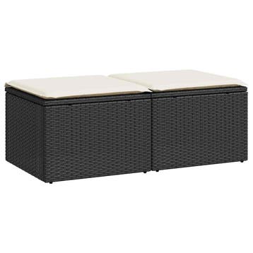 vidaXL 2-delige Loungeset met kussens poly rattan acacia, Verzenden, Nieuw, Loungeset