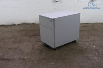 Tweedehands ladeblok grijs 2 lades compact en functioneel, Huis en Inrichting, Overige materialen, Minder dan 50 cm, Gebruikt